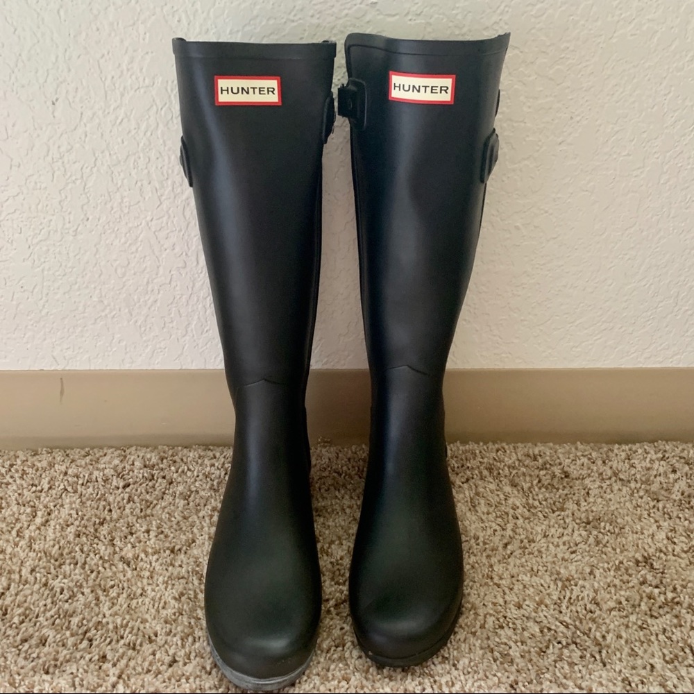 Tall Black Matte Hunter Boots